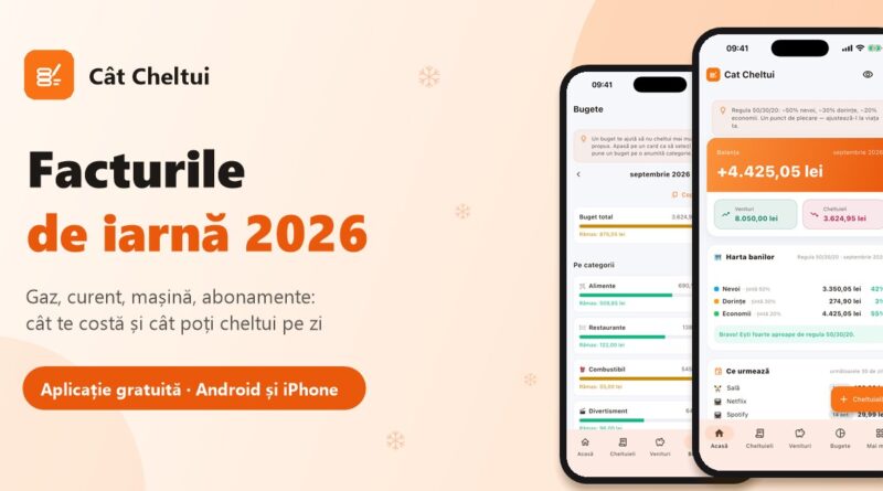 Aplicația Cât Cheltui pe telefon, cu bugetul lunii și plățile care urmează, pentru facturile de iarnă 2026